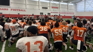 Last Practice for 16 Oklahoma State Players, Senior Speeches and Coins