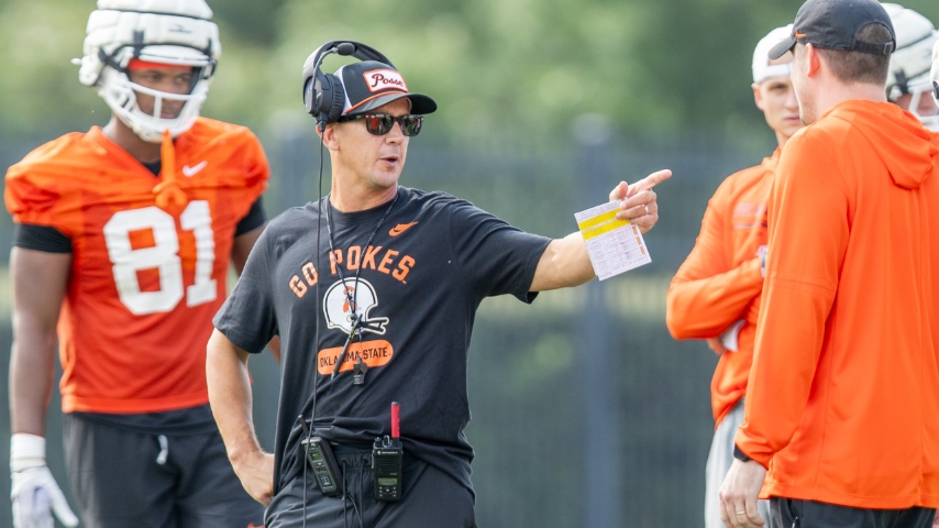 Fall Camp '26: Head Coach and Play Caller is Double Duty and Pokes' Eric Morris Loves It